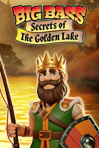 Portada de Big Bass Secrets of the Golden Lake tal como Beteum la muestra en su lobby